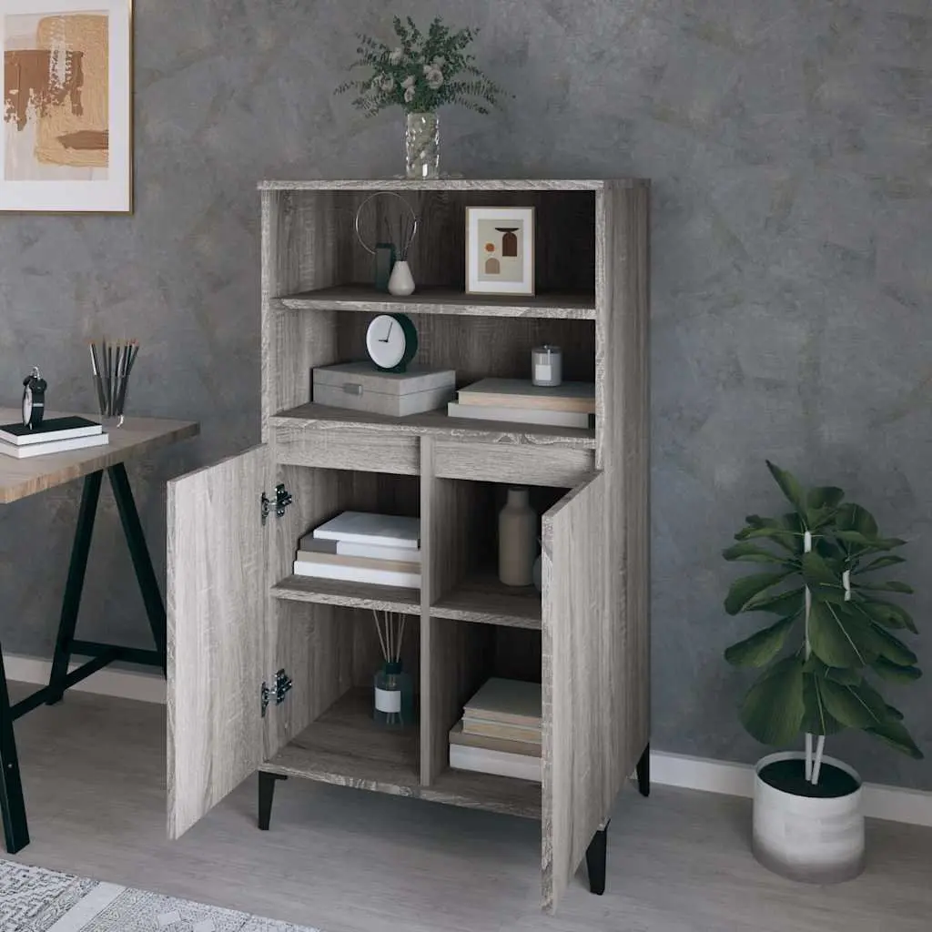 Grey Sonoma Highboard Storage Cabinet with Shelves