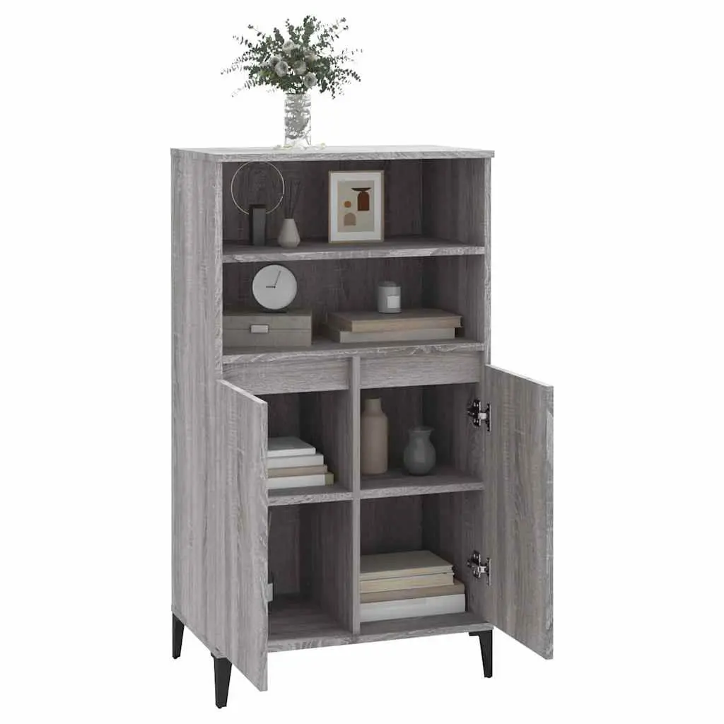 Grey Sonoma Highboard Storage Cabinet with Shelves