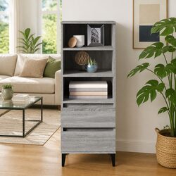 Sturdy Grey Highboard Sideboard Cabinet 40x36x110cm