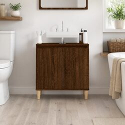 Brown Oak Bathroom Vanity Unit Sink Cabinet 58x33x60 cm