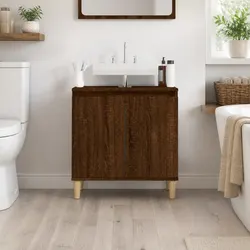 Brown Oak Bathroom Vanity Unit Sink Cabinet 58x33x60 cm