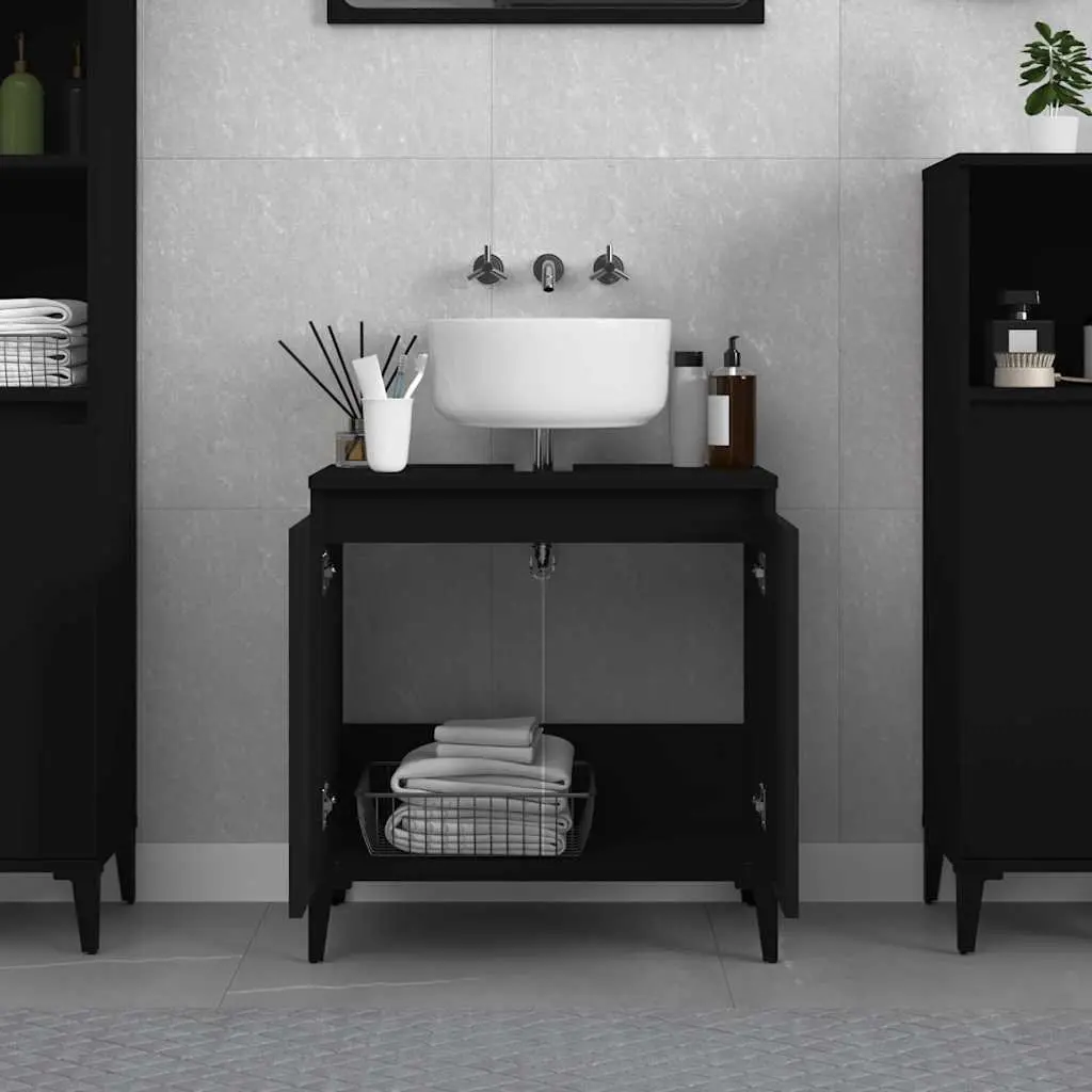 Black Wall-Mounted Sink Cabinet for Bathrooms