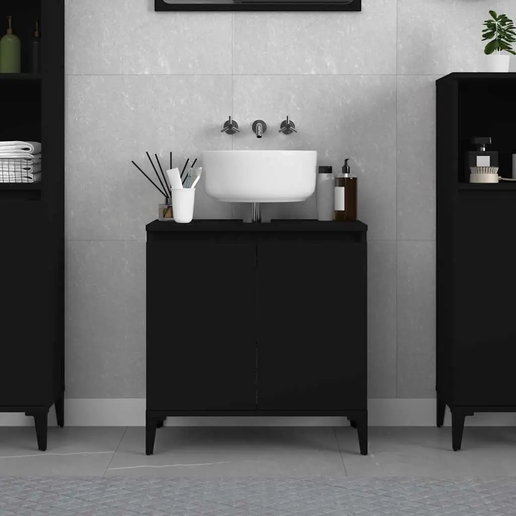 Black Wall-Mounted Sink Cabinet for Bathrooms
