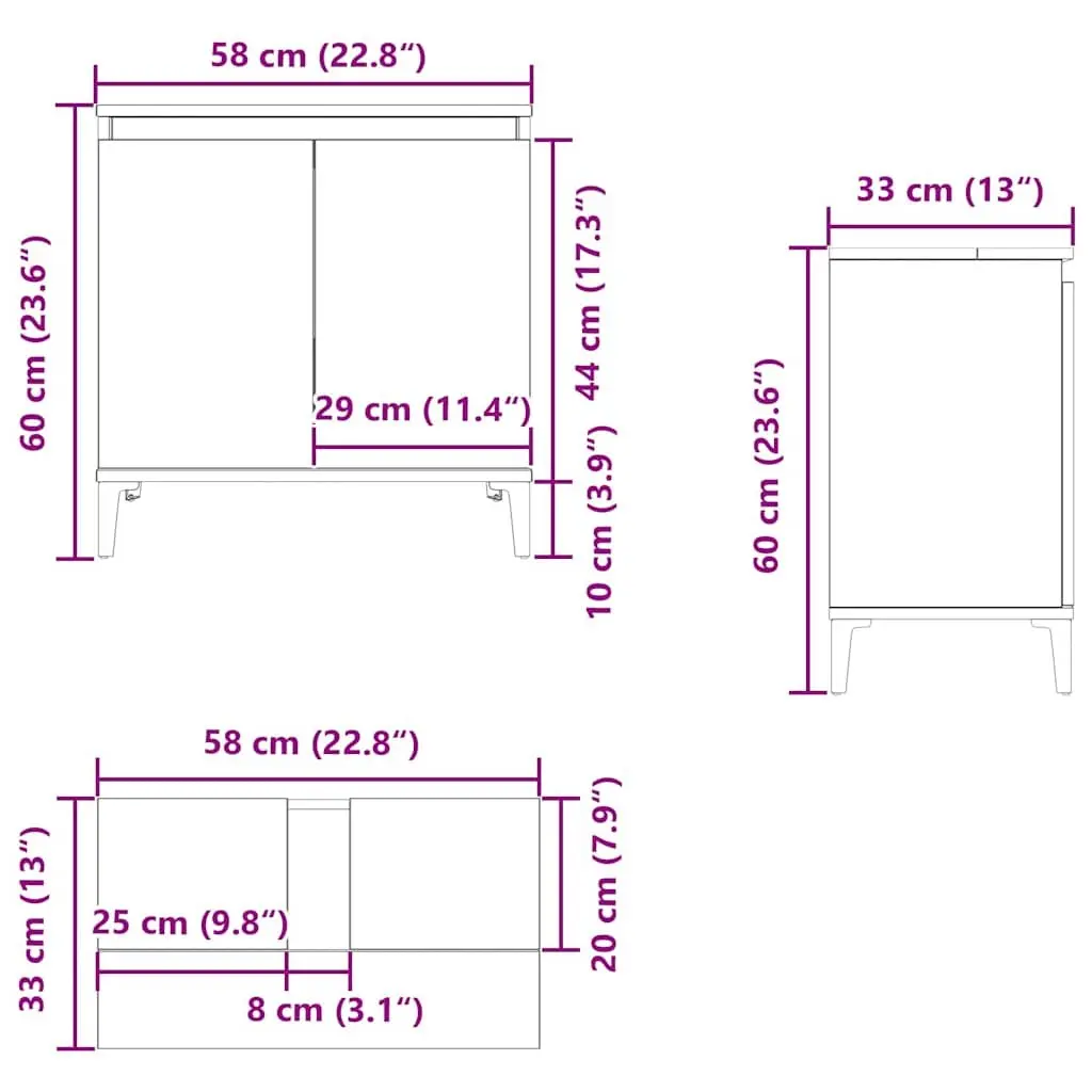 Black Wall-Mounted Sink Cabinet for Bathrooms