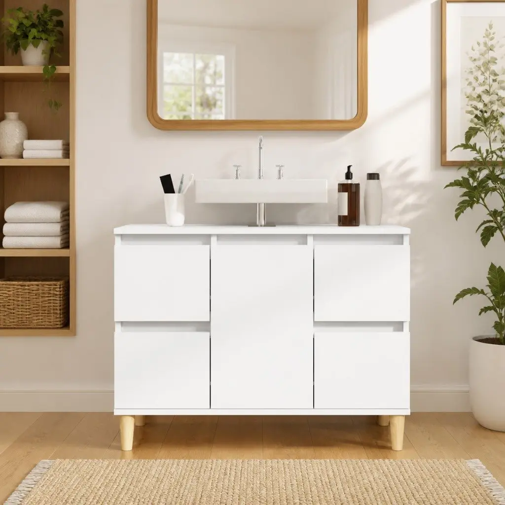 White Bathroom Sink Cabinet 80x33x60 cm Engineered Wood