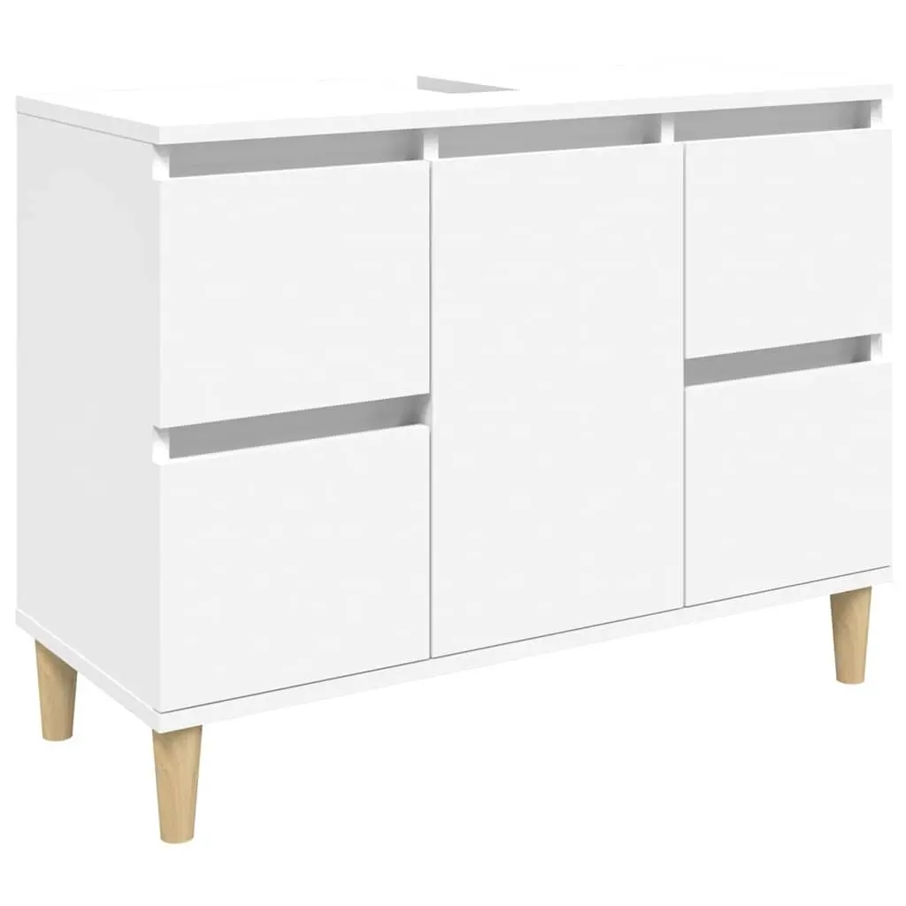 White Bathroom Sink Cabinet 80x33x60 cm Engineered Wood
