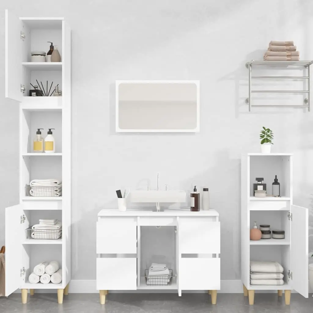 White Bathroom Sink Cabinet 80x33x60 cm Engineered Wood