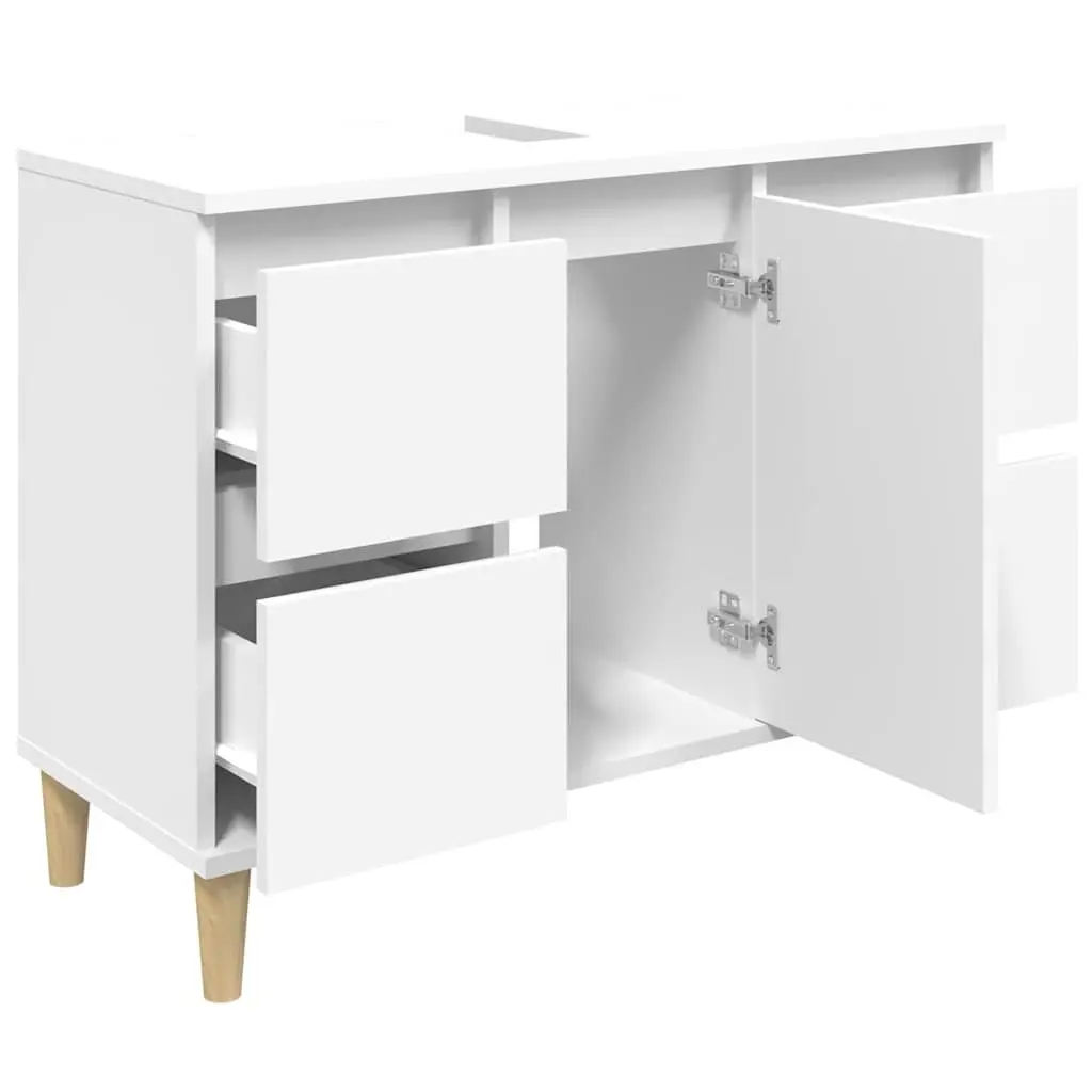 White Bathroom Sink Cabinet 80x33x60 cm Engineered Wood