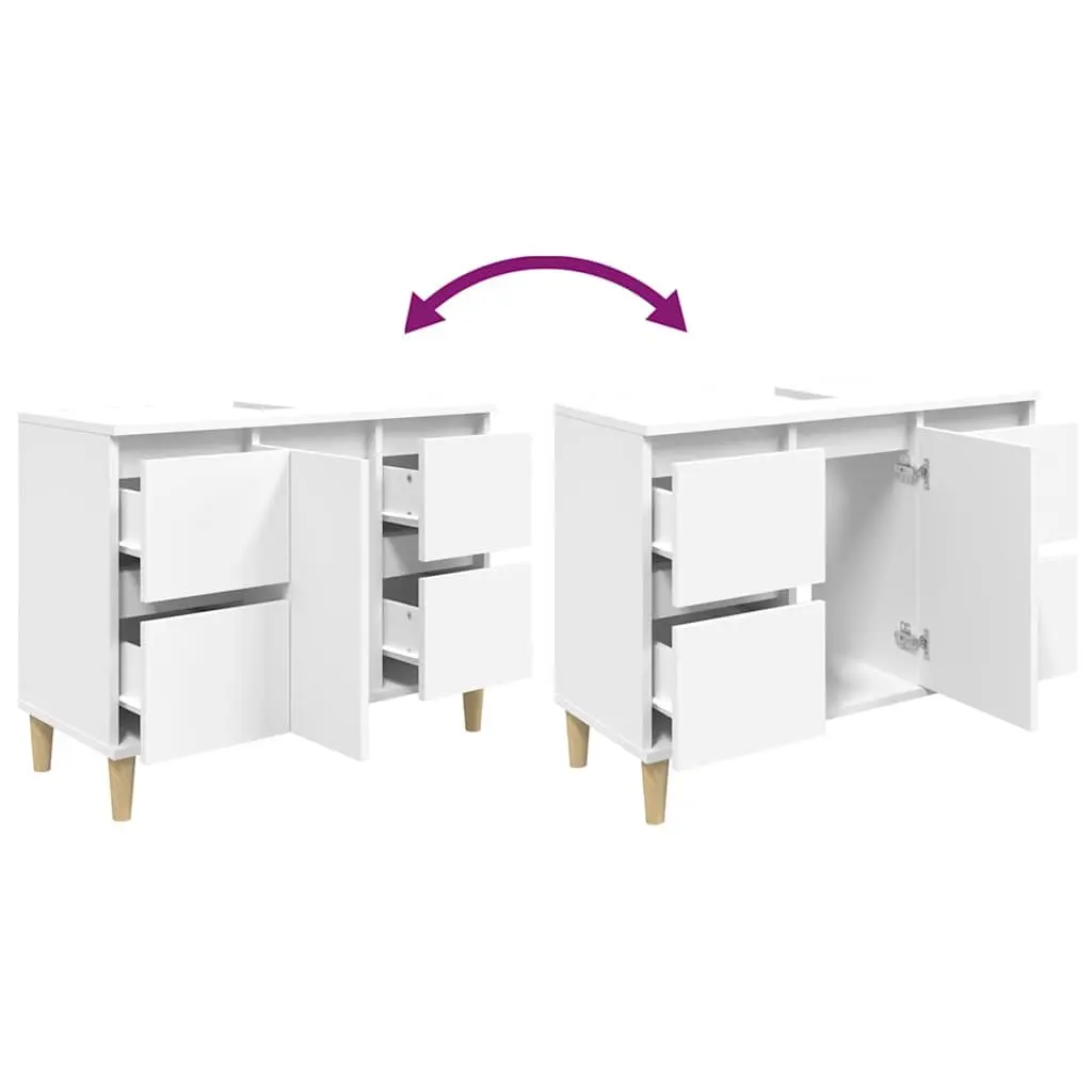 White Bathroom Sink Cabinet 80x33x60 cm Engineered Wood