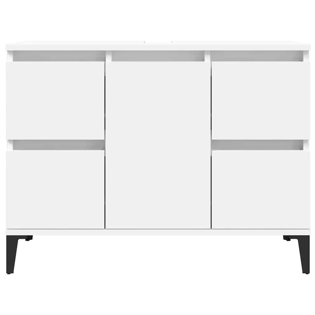White Engineered Wood Bathroom Sink Cabinet
