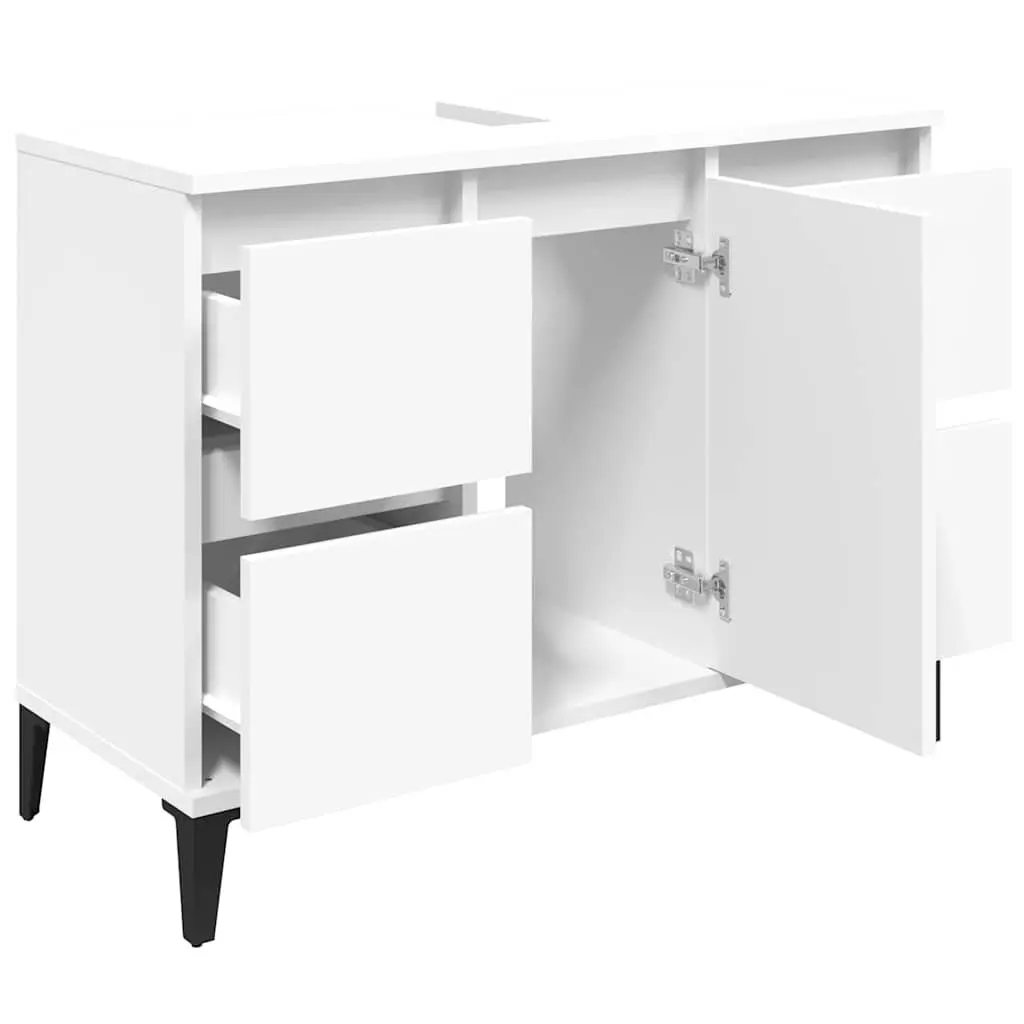White Engineered Wood Bathroom Sink Cabinet