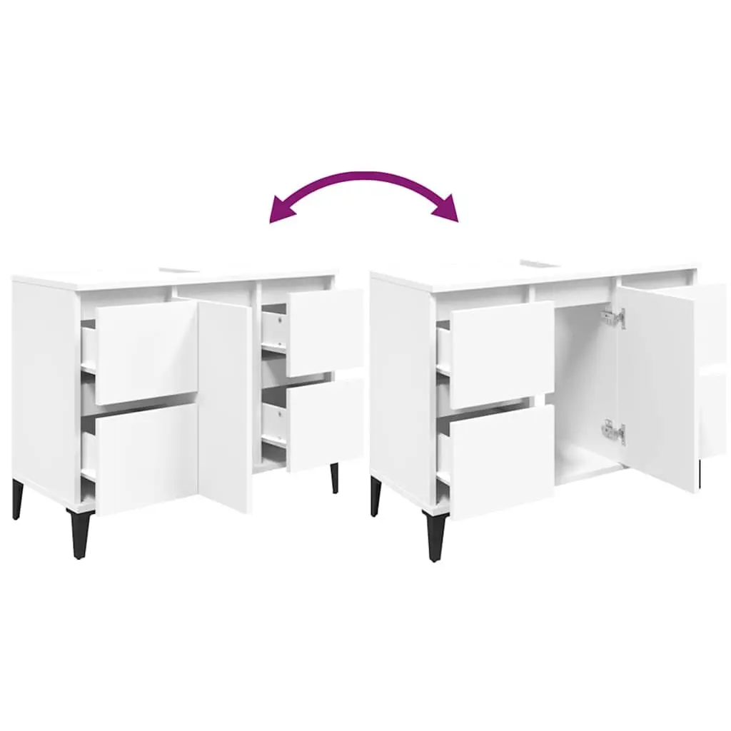 White Engineered Wood Bathroom Sink Cabinet