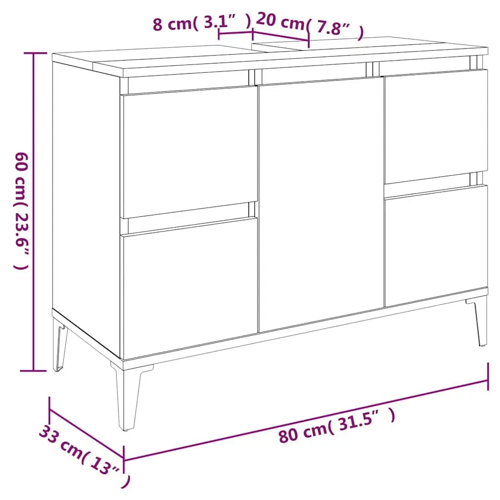 White Engineered Wood Bathroom Sink Cabinet