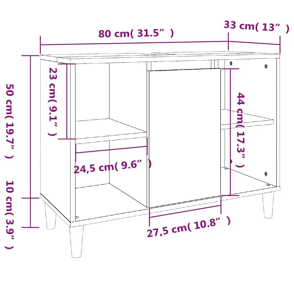 Bathroom Sink Cabinet Engineered Wood 80x33x60 cm White
