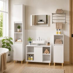 High Gloss White Bathroom Sink Cabinet Storage Unit 80x33x60 cm