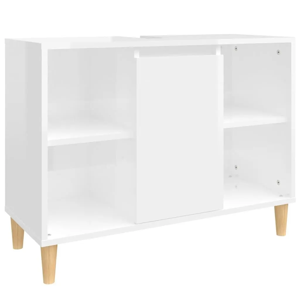 Bathroom Sink Cabinet Engineered Wood 80x33x60 cm High Gloss White