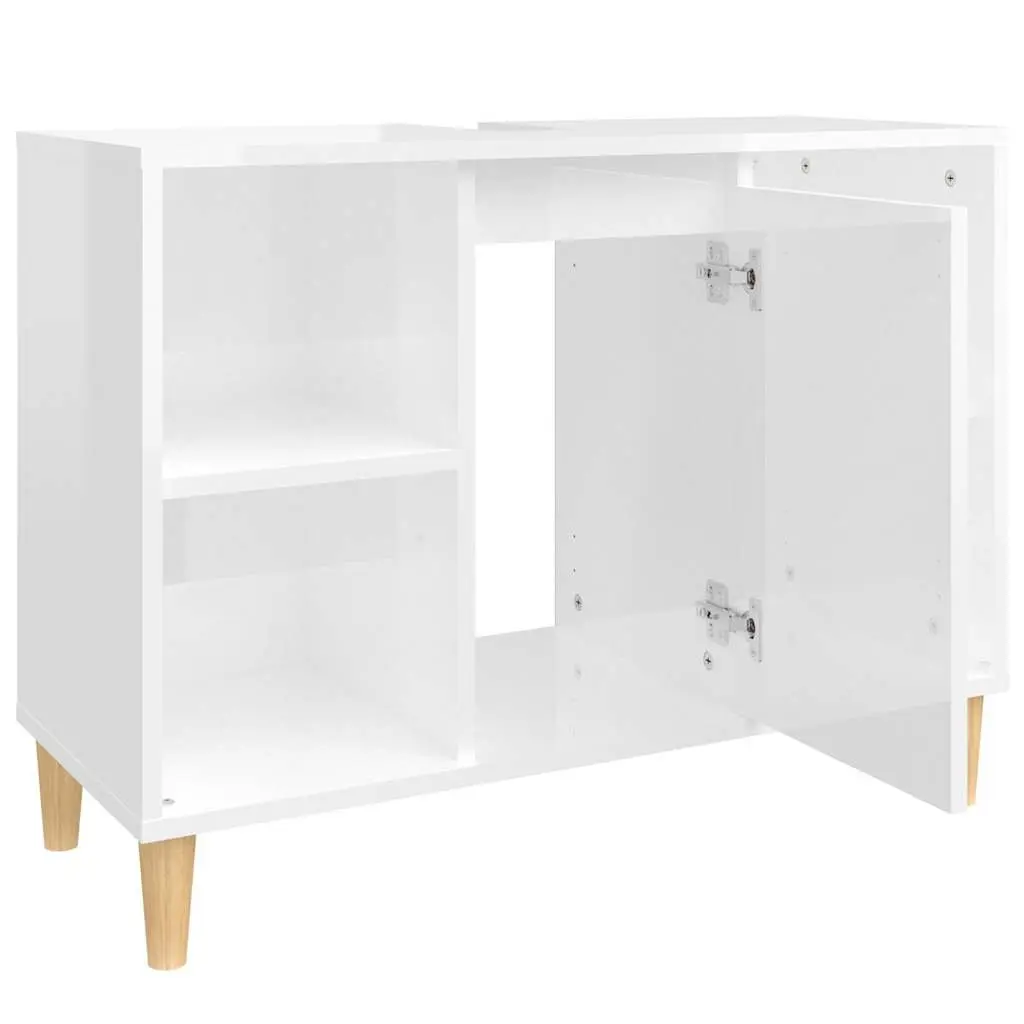 Bathroom Sink Cabinet Engineered Wood 80x33x60 cm High Gloss White
