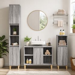 Grey Engineered Wood Bathroom Sink Cabinet 80x33x60cm