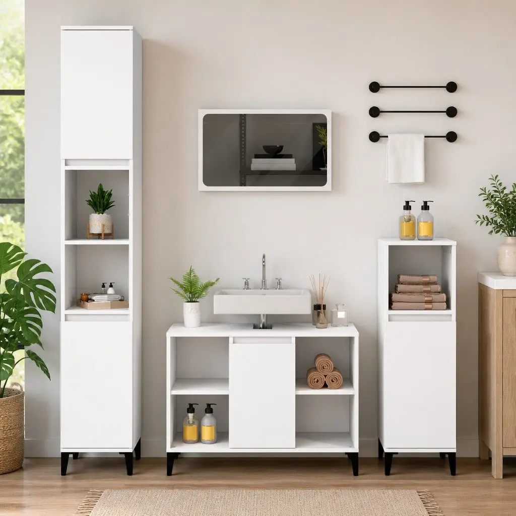 Bathroom Sink Cabinet Engineered Wood 80x33x60cm White