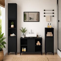 Black Bathroom Sink Cabinet with 5 Compartments
