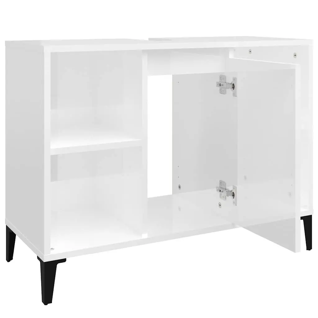 High Gloss White Vanity Unit for Bathroom Storage 80x33x60 cm