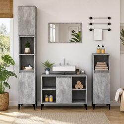 Grey Bathroom Sink Cabinet with Storage 80x33x60cm