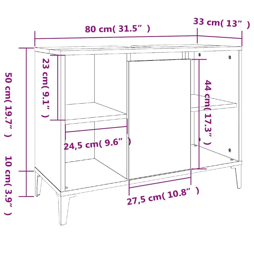 Grey Bathroom Sink Cabinet with Storage 80x33x60cm