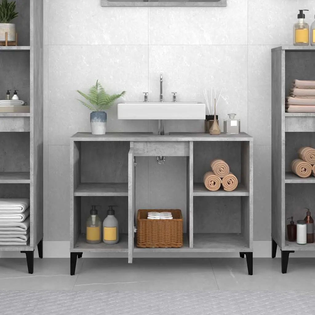 Grey Bathroom Sink Cabinet with Storage 80x33x60cm