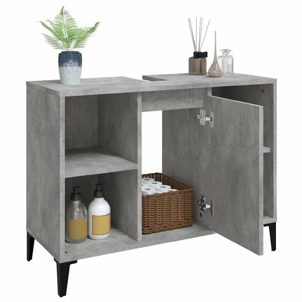 Grey Bathroom Sink Cabinet with Storage 80x33x60cm