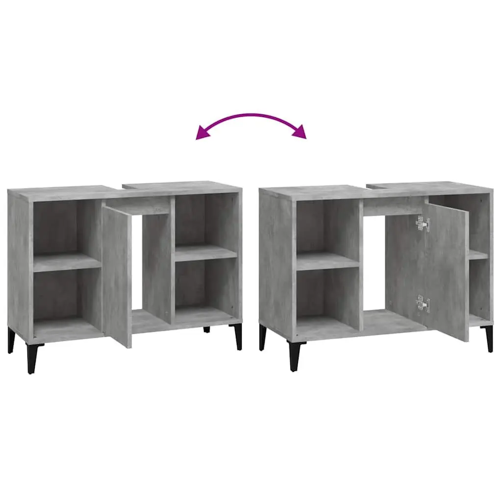 Grey Bathroom Sink Cabinet with Storage 80x33x60cm