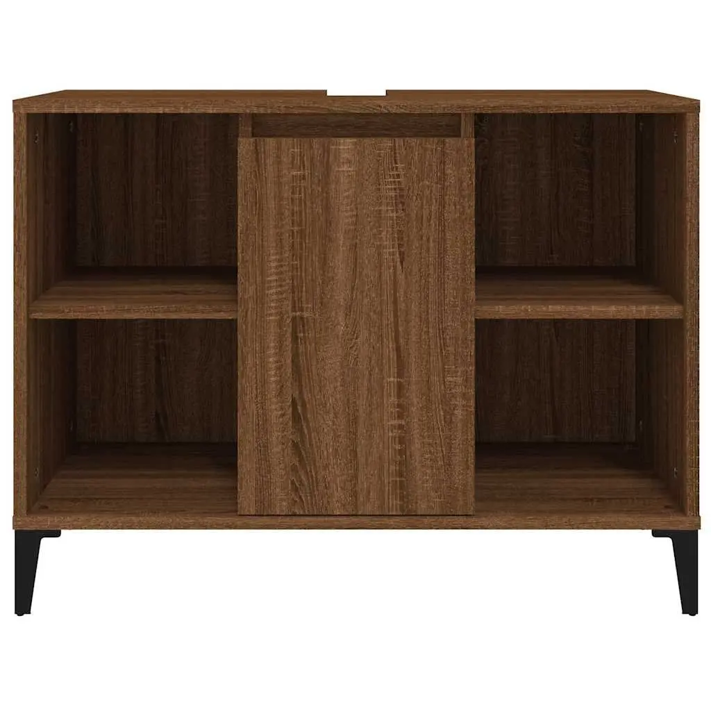 Bathroom Sink Cabinet Engineered Wood 80x33x60cm Brown Oak