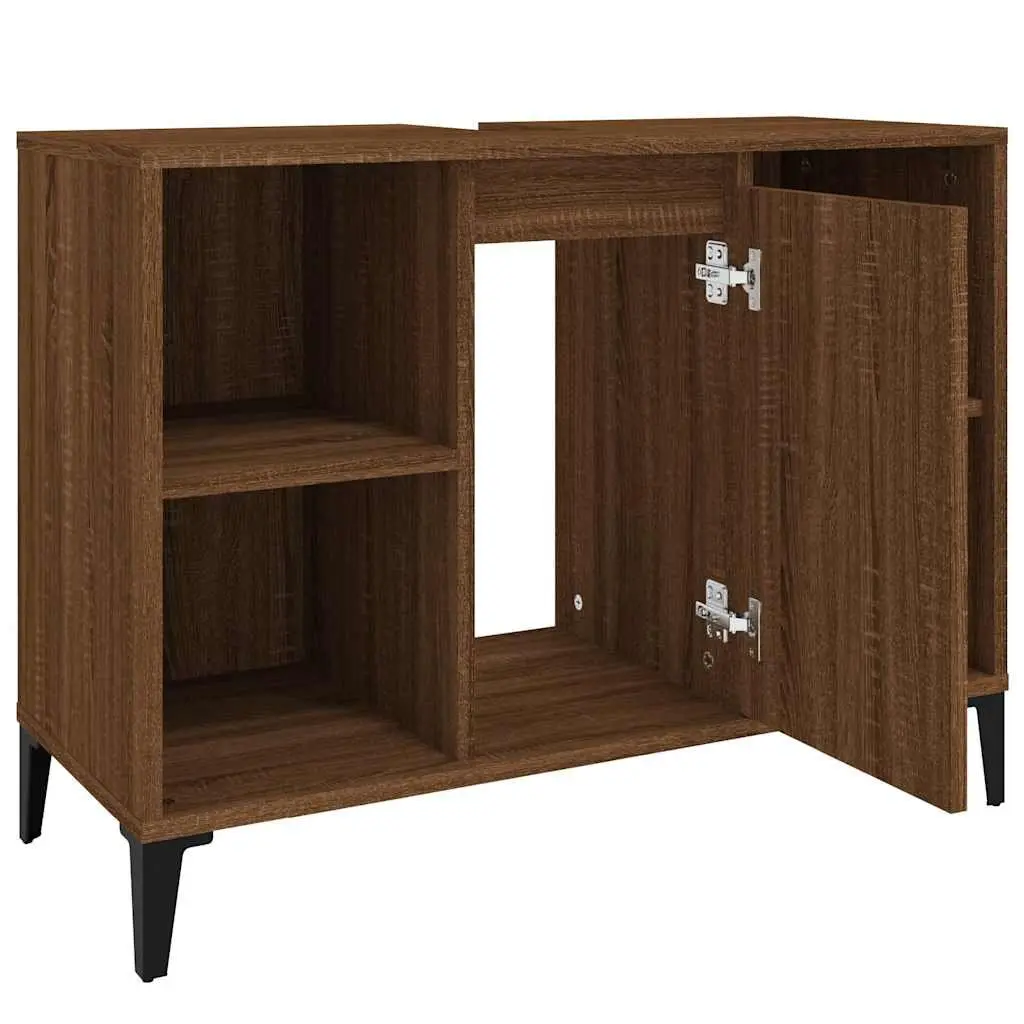 Bathroom Sink Cabinet Engineered Wood 80x33x60cm Brown Oak