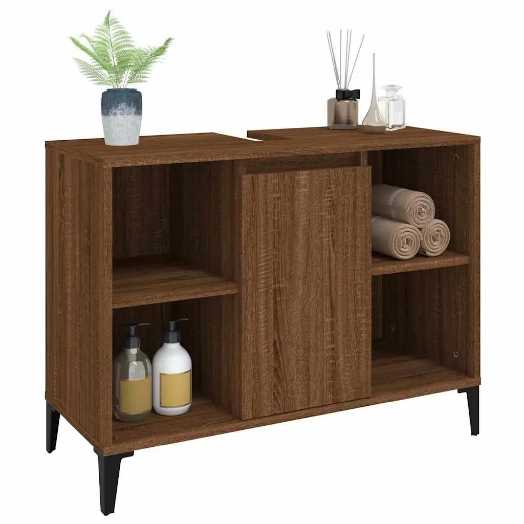 Bathroom Sink Cabinet Engineered Wood 80x33x60cm Brown Oak