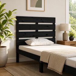 Stylish Black 100cm Solid Pine Wood Bed Headboard