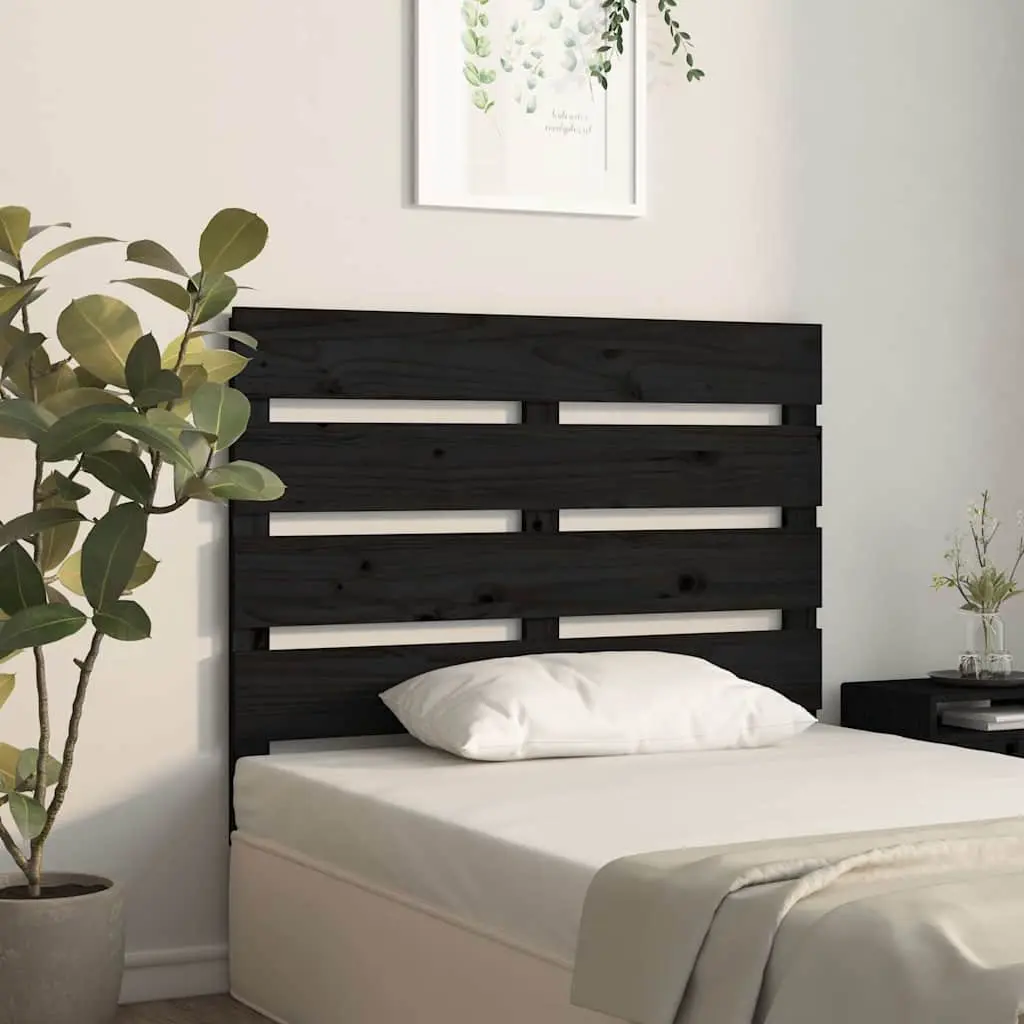Black 100cm Solid Pine Wood Bed Headboard