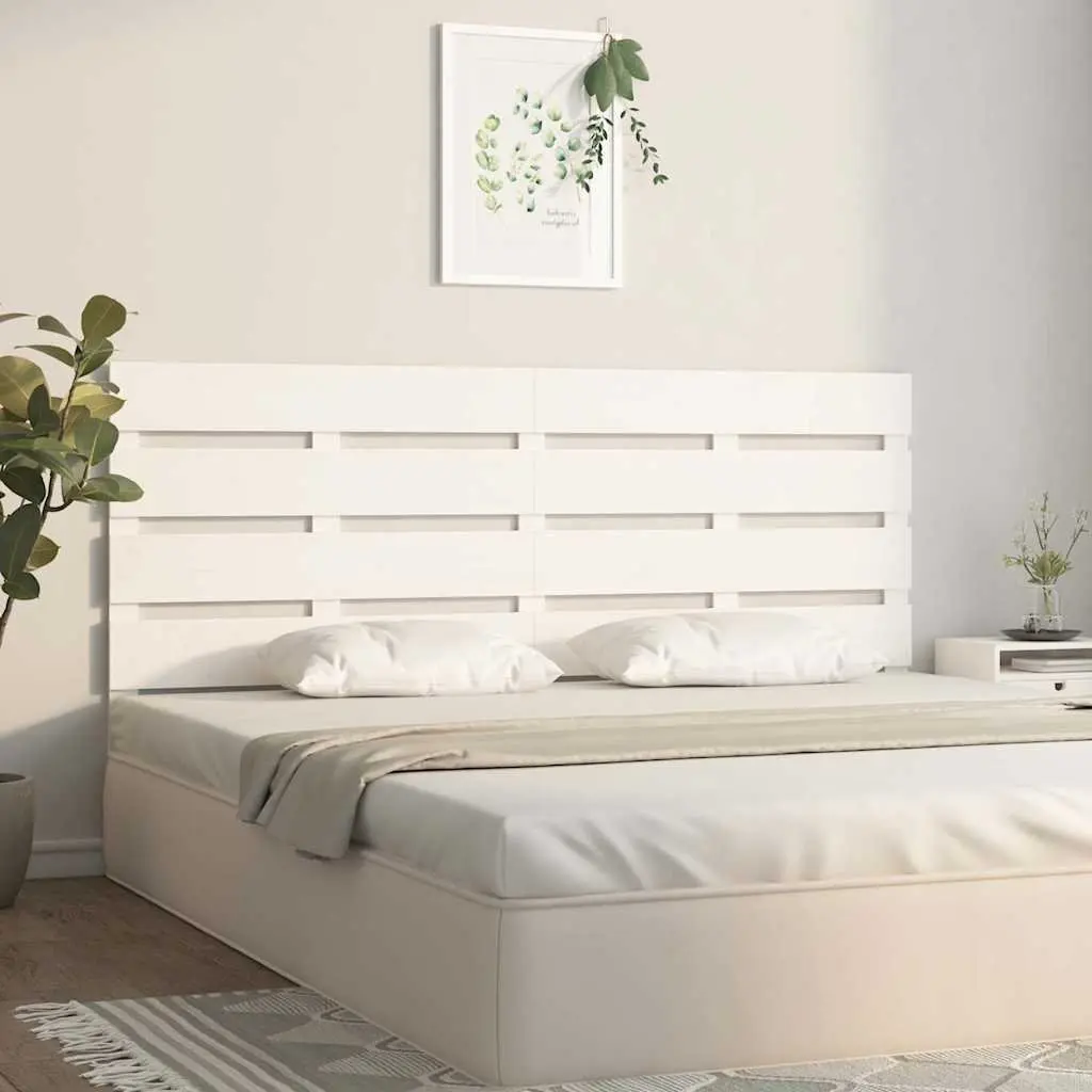 White Slatted Wood Headboard for Beds 150cm