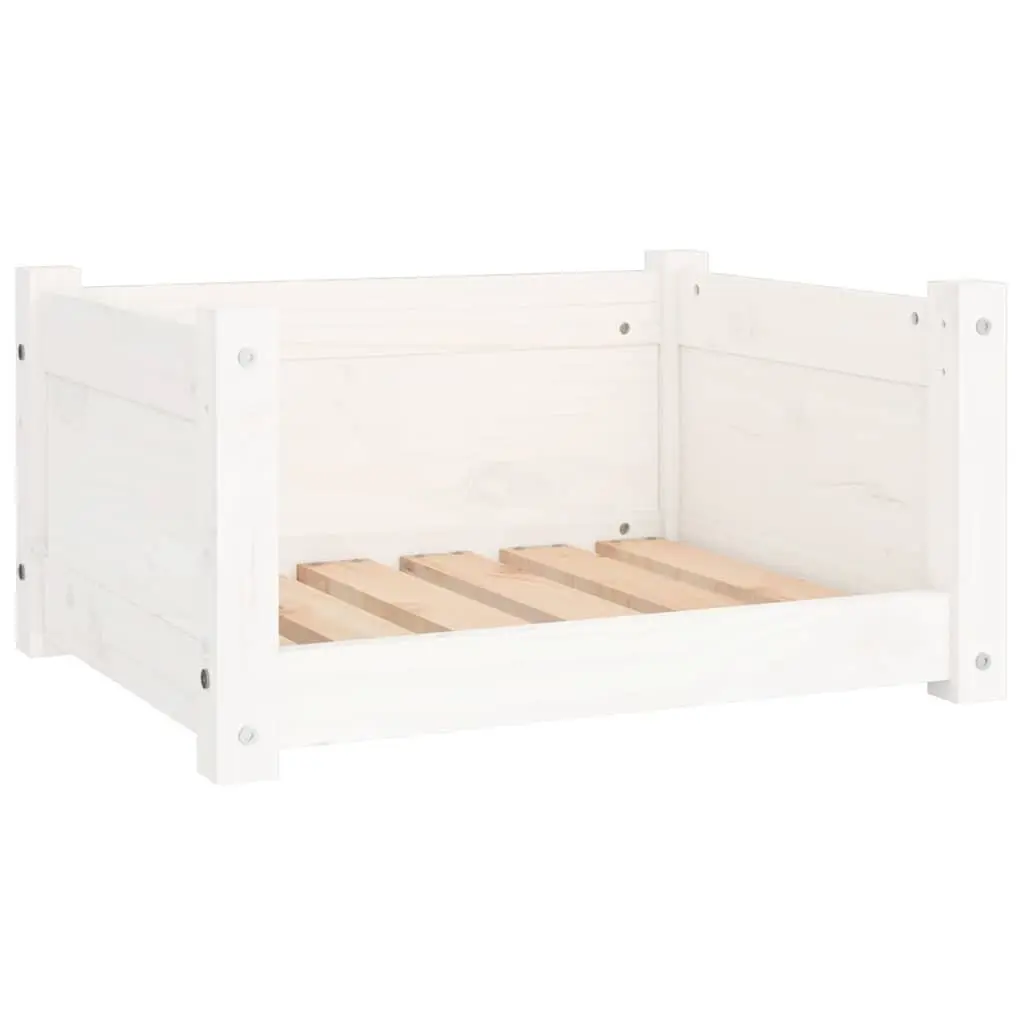 Wooden Dog Bed with Solid Pine Construction in White