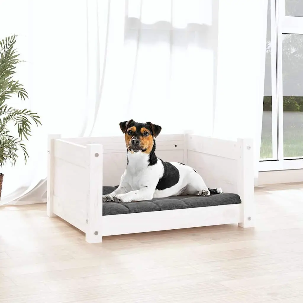 Wooden Dog Bed with Solid Pine Construction in White