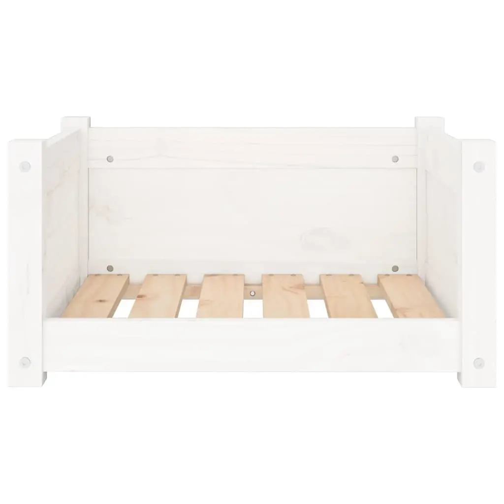 Wooden Dog Bed with Solid Pine Construction in White