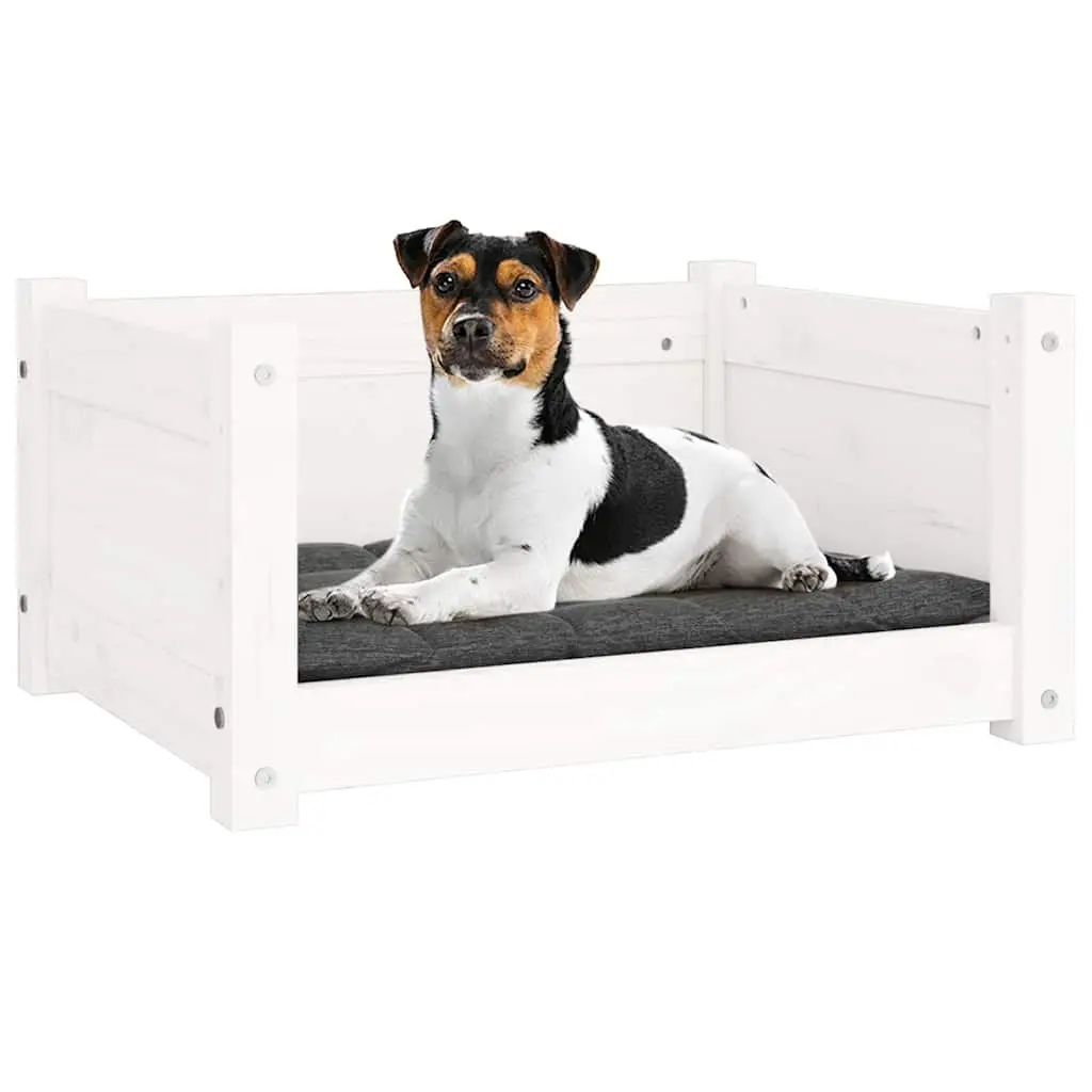 Wooden Dog Bed with Solid Pine Construction in White