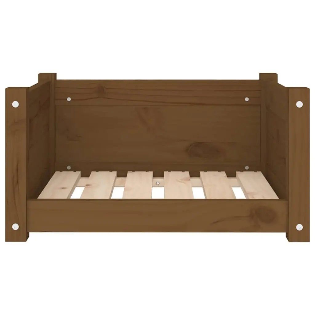 Dog Bed Solid Pine Wood Rectangular Brown 55.5 x 45.5 x 28 cm