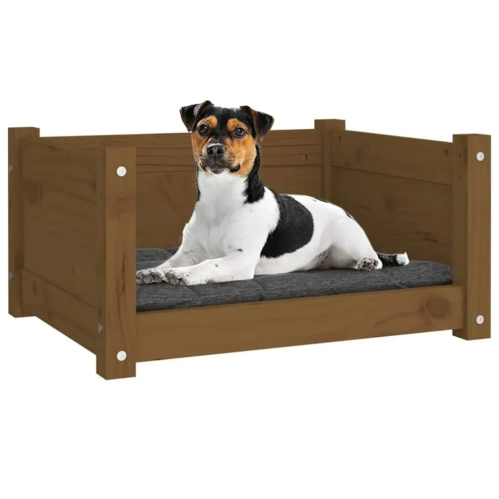 Dog Bed Solid Pine Wood Rectangular Brown 55.5 x 45.5 x 28 cm