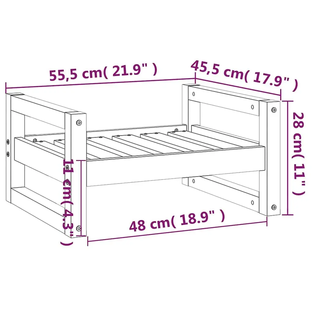 Dog Bed White Solid Pine Wood Rectangular Elevated Pet Sleeping Mat Comfortable