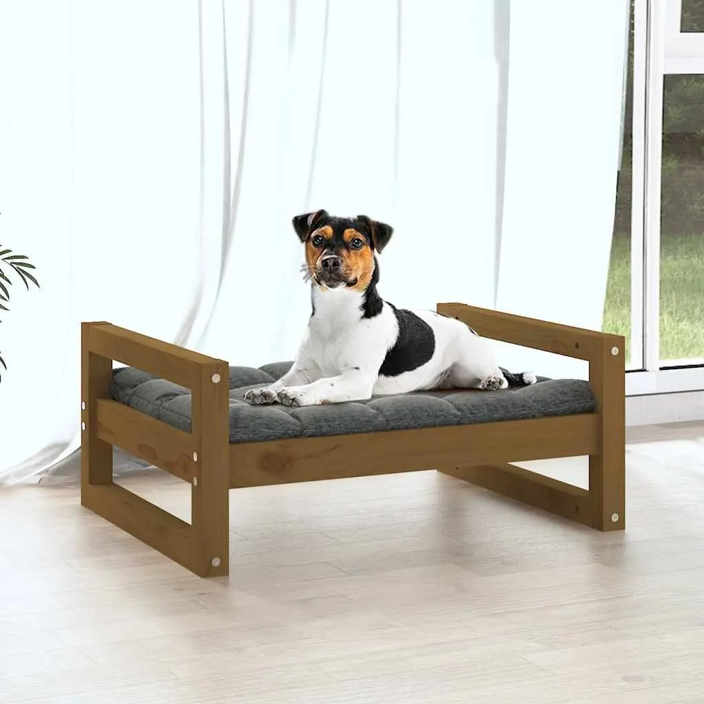 Solid Pine Wood Dog Bed with Rectangular Frame