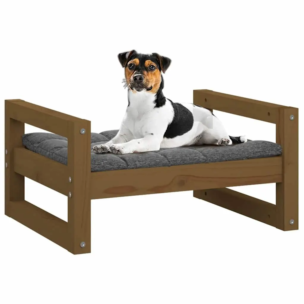 Solid Pine Wood Dog Bed with Rectangular Frame