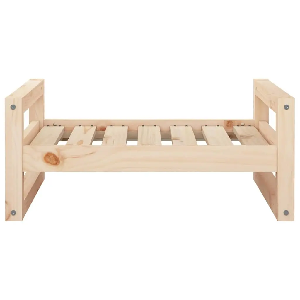 Dog Bed Solid Pine Wood Rectangular Elevated Pet Sleep Furniture Brown
