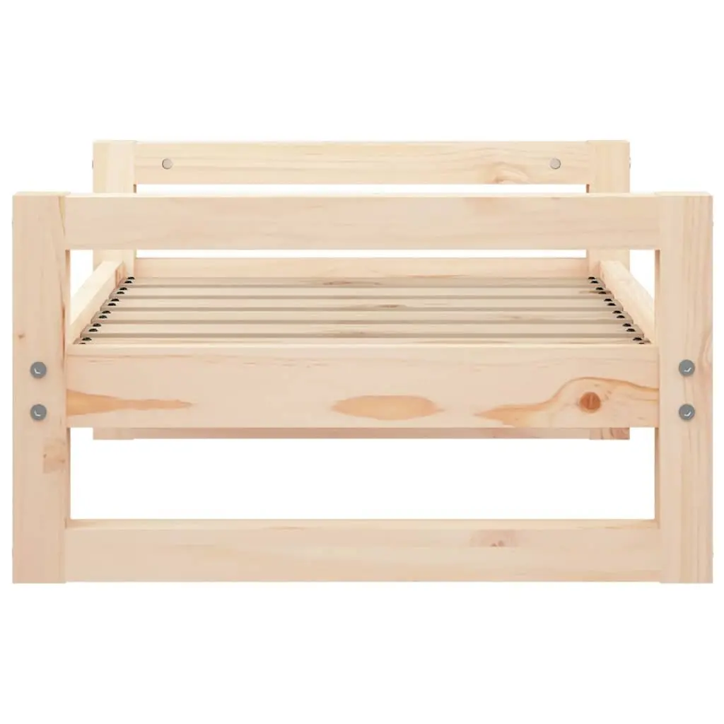 Dog Bed Solid Pine Wood Rectangular Elevated Pet Sleep Furniture Brown