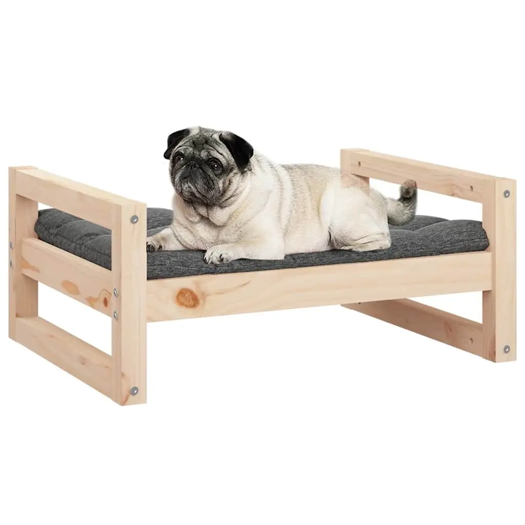 Dog Bed Solid Pine Wood Rectangular Elevated Pet Sleep Furniture Brown