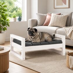 Rectangular Dog Bed with Solid Wood Frame for Comfort