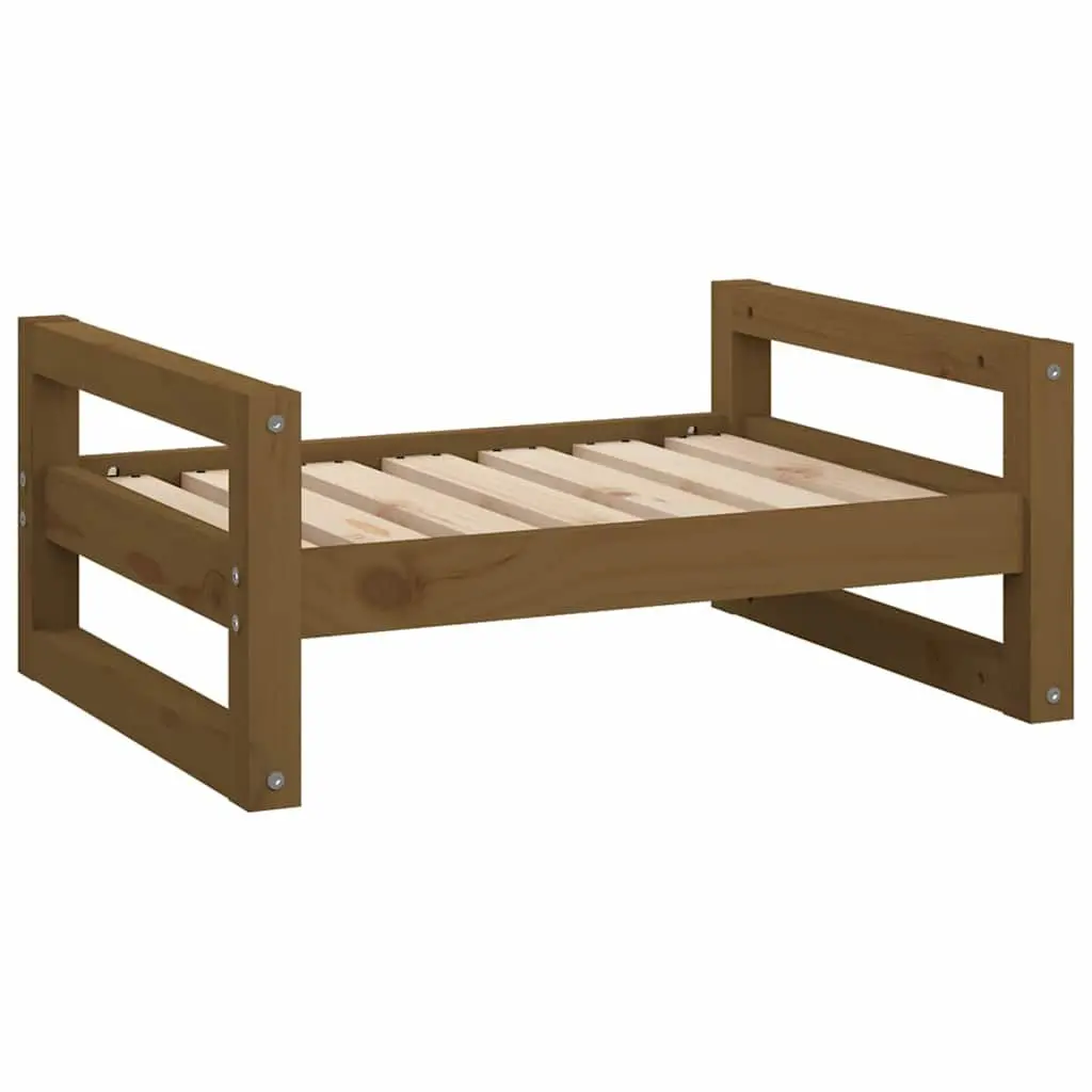 Honey Brown Solid Pine Wood Dog Bed for Comfort